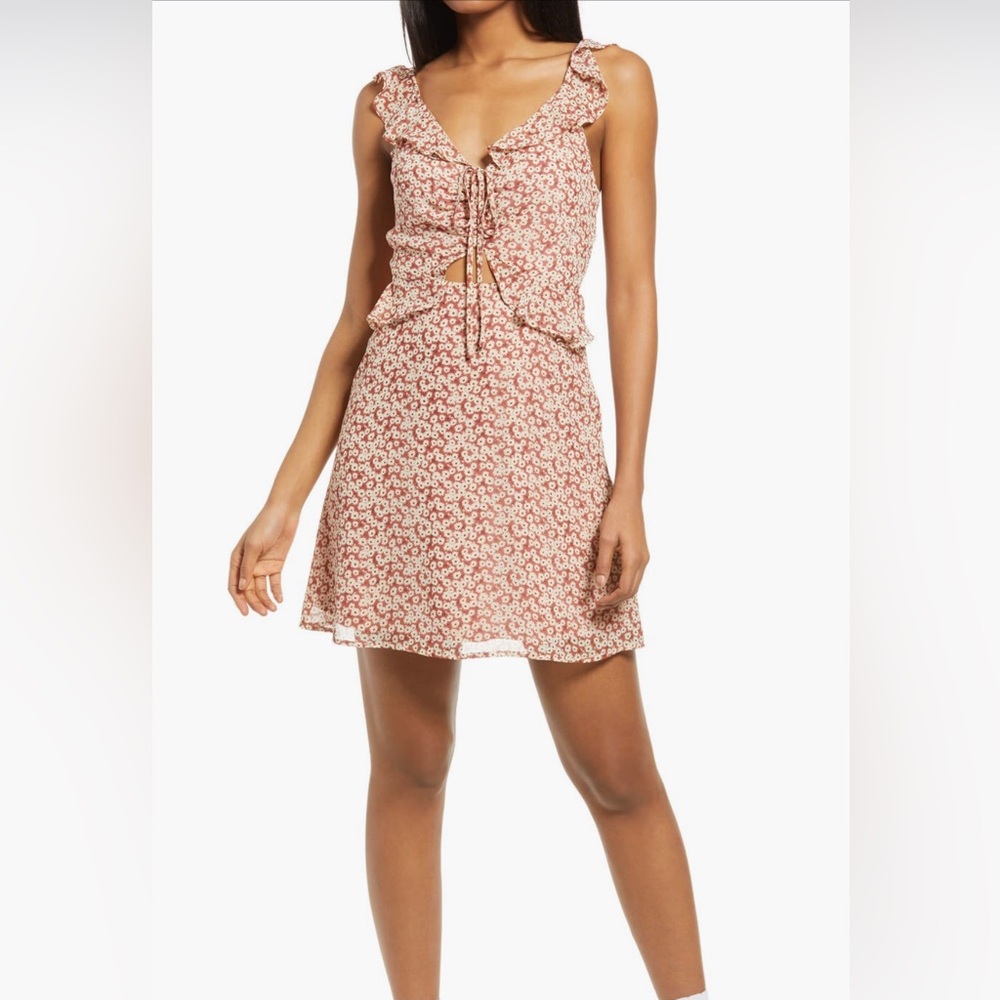 Lulus Mina Floral Peplum Mini Dress Medium